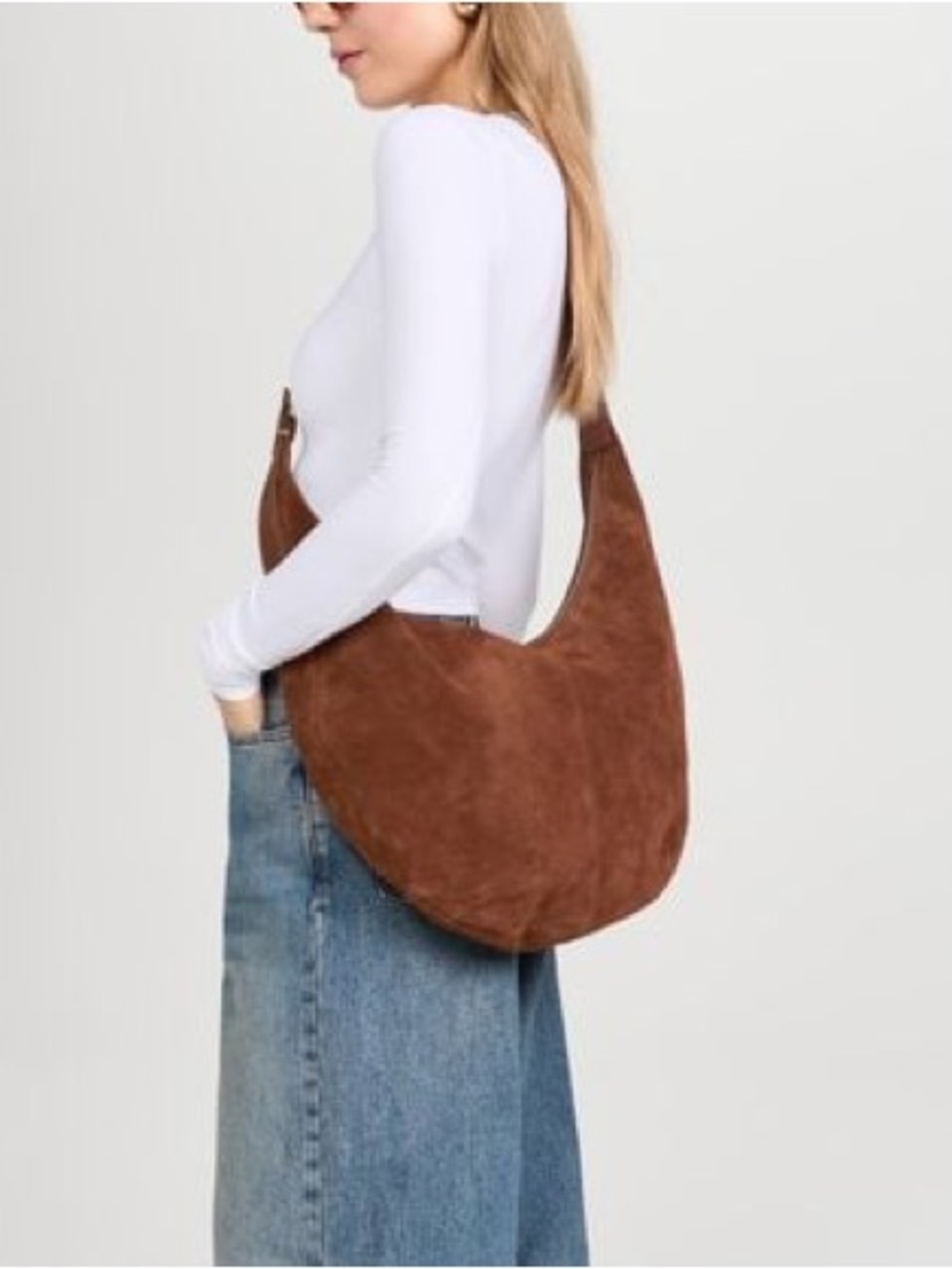 NWT Madewell Women's Brown Suede Essentials Slouch Hobo Bag